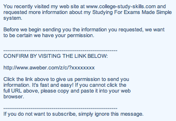 email confirmation message